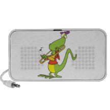 jazzy trombone playing lizard cartoon portable speakers