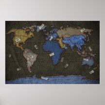 Jeans World Map Print