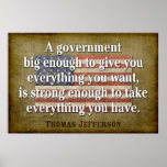 Jefferson Poster: Big Government Quote