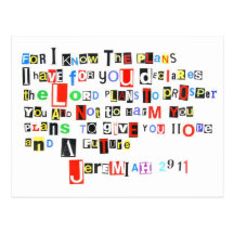 Jeremiah 29:11 Ransom Note Post Card