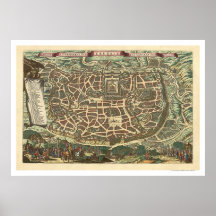 Jerusalem Israel Map 1660 Poster