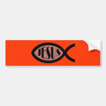 JESUS Christian Fish Symbol Bumper Stickers