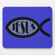 JESUS Christian Fish Symbol Mousepad