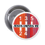 Jesus Drives Me Christian button