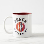 Jesus Drives Me Christian coffee mug