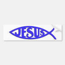Jesus Fish (Bumper Sticker Blue)