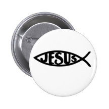Jesus  Fish (Button Black)