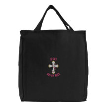 Jesus Has My Back Embroidered Tote Bags