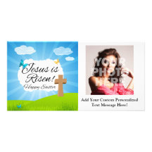 Jesus is Risen, Christian Easter Personalised Photo Card