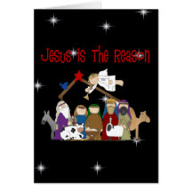 Jesus Is the Reason Manger Scene Greeting Card