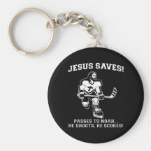 Jesus Saves Hockey funny tshirt Keychains