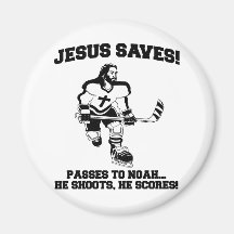 Jesus Saves Hockey funny tshirt Magnets