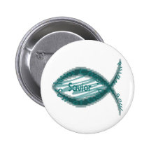 Jesus Saviour Christian Fish Symbol Button