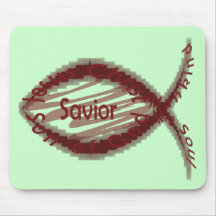 Jesus Saviour Fish Symbol Mousemat