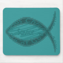 Jesus Saviour Fish Symbol Mousemats