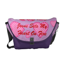 jesus sets my heart on fire commuter bag