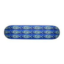Jesus Skateboard - Navy Blue & Light Blue