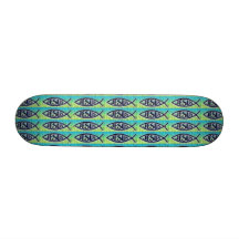Jesus Skateboard - Teal & Lime Green