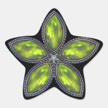 Jewelled Star - Green Sticker