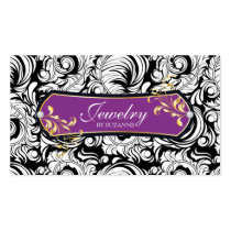 Jewellery Business Card Swirls Black Purple business cards