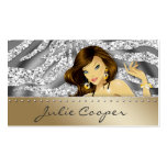 Jewellery Business Card Tanning Woman Zebra Silver