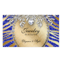 Jewellery Business Card Zebra Glitter Blue Gold business cards