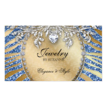 Jewellery Business Card Zebra Glitter Blue Gold business cards