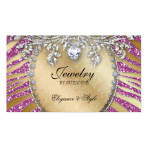 Jewellery Business Card Zebra Glitter Pink Gold business cards