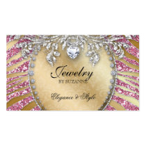 Jewellery Business Card Zebra Glitter Pink Gold business cards