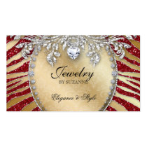 Jewellery Business Card Zebra Glitter Red Gold business cards