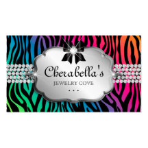 Jewellery Business Card Zebra Rainbow Bow Heart