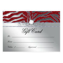 Jewellery Gift Card Luxury Zebra Red Silver Sparkl Business Card Templates
