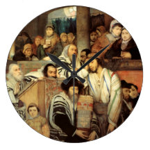 Jews Praying by Maurycy Gottlieb - Circa 1878 Wall Clock