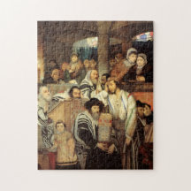 Jews Praying by Maurycy Gottlieb - Circa 1878 Jigsaw Puzzle