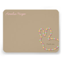 Jigsaw Bunny Pink Thank You Custom (R) Note Card Custom Invites