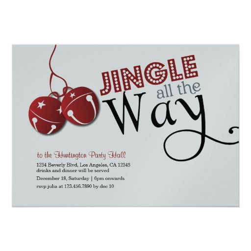 Jingle Bells Christmas Holiday Invitation card