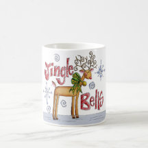 Jingle Bells Christmas Mug - Cute Reindeer