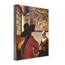 Johannes Vermeer - Soldier and girl smiling Gallery Wrapped Canvas