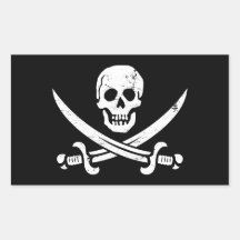 John Rackham (Calico Jack) Pirate Flag Jolly Roger Rectangular Sticker