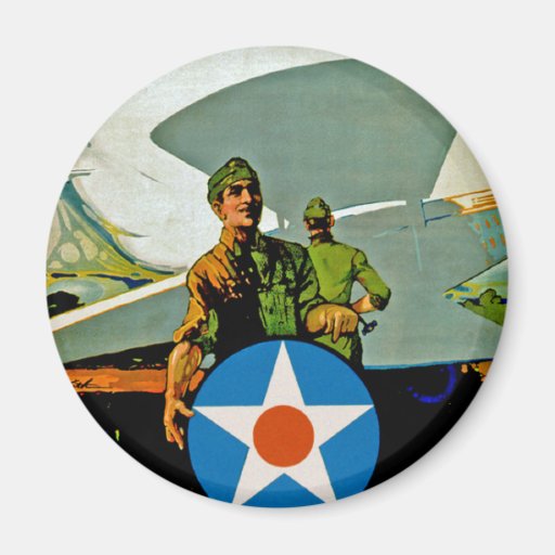 Join The Air Service ~ Give 'Er The Gun Refrigerator Magnet
