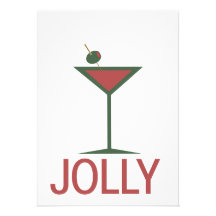 Jolly drinking Martini Xmas Custom Invites