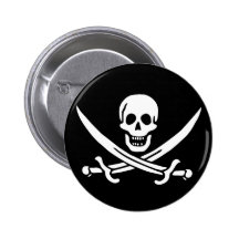 Jolly Roger Pirate Flag Button