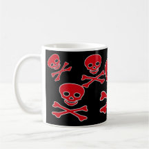 Jolly Roger Pirate Mug in Red and Black