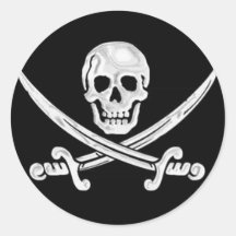 Jolly Roger Skull Round Sticker
