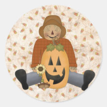 Jolly Scarecrow Round Stickers