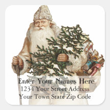 Jolly St Nick Vintage Address Label Square Stickers