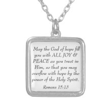 Joy and Peace bible verse Romans 15:13 necklace