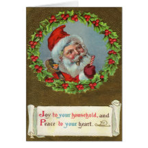 Joy Peace Santa Christmas Greeting Card