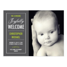 Joyful Welcome Birth Announcement Postcard