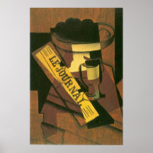 Juan Gris - Fruit bowl, glass and newspaper Poster